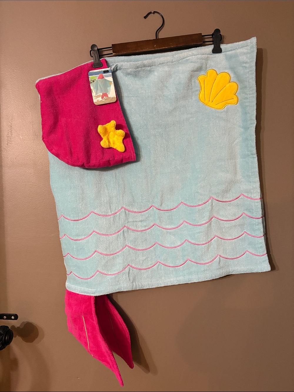 Mud Pie Pink & Light Blue Mermaid Hooded Towel Wrap